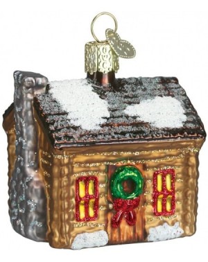 Ornaments Christmas Glass Blown Ornament with S-Hook and Gift Box- House Collection (Log Cabin) - Log Cabin - C518EZY93N3 $16.70