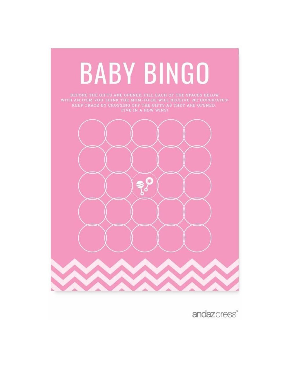 Centerpieces Pink Chevron Girl Baby Shower Collection- Games- Activities- Decorations- Baby Bingo Game Cards- 20-Pack - Cards...
