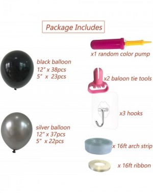 Balloons Balloon Arch Garland Kit- 120 pcs Latex Balloons with Balloon Pump- Silver and Black - Silver and Black - CQ18TIM7C8...