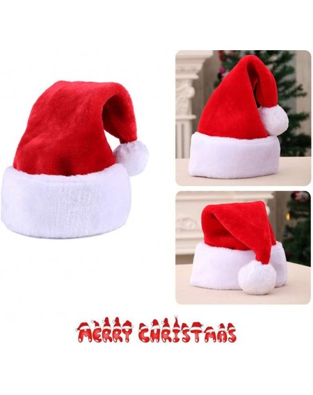 Hats 18.5" Christmas Santa Hat Christmas Santa Hat-Thickened Luxury Short Plush Christmas Hat Thickened Lengthened Santa Clau...