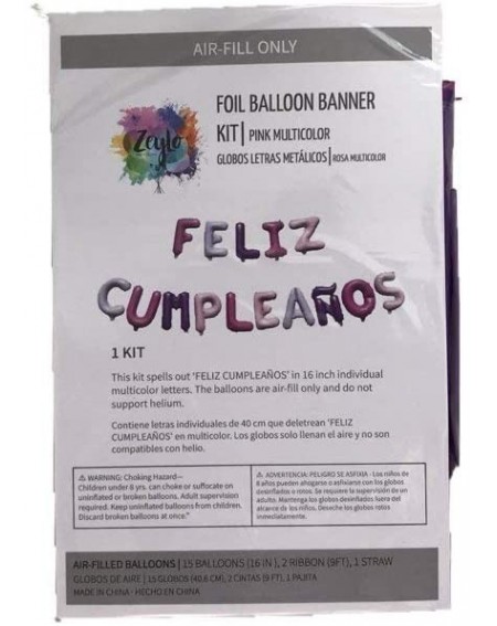 Balloons Feliz Cumpleaños 16 Inch Letter Foil Mylar Balloon Banner Kit- Purple Pink - Purple Pink - C618DXK4IOI $8.50