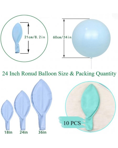 Balloons 24 Inch Latex Round Balloons 10 Pack Macaron Teal Blue Thick Big Balloons for Photo Shoot Wedding Baby Shower Birthd...