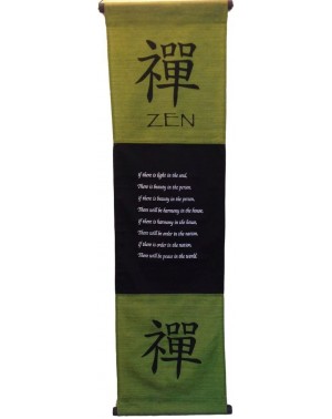 Banners & Garlands Large Cotton Zen Inspirational Yoga Banner Scroll Style Three Color Choice (Olive Green) - Olive green - C...