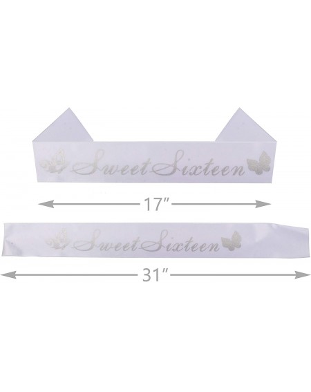 Party Packs 16th Birthday Decorations Party Supplies- 16th Birthday Gifts for Women- Silver 16th Birthday Tiara and Sash- 16t...