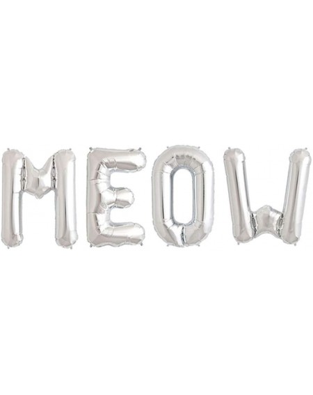 Balloons Cat Birthday Party Decorations- Cat Meow Letter Balloons- Silver - Silver - CG18R69W3C6 $7.65