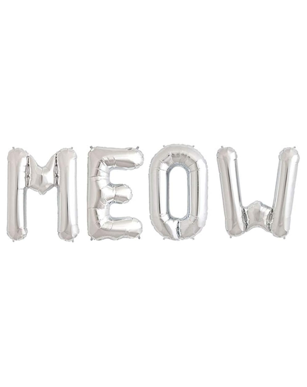 Balloons Cat Birthday Party Decorations- Cat Meow Letter Balloons- Silver - Silver - CG18R69W3C6 $7.65