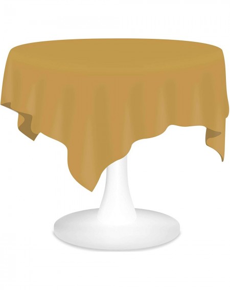 Tablecovers Gold Plastic Tablecloths 6 Pack Disposable Table Covers 84 Inch Circle Shower Party Tablecovers PEVA Vinyl Table ...