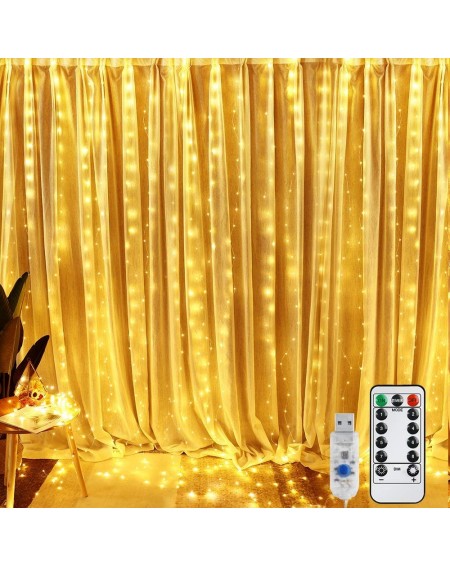 Indoor String Lights 300 LED Window Curtain String Lights 9.8 x 9.8ft USB Powered Icicle Fairy Lights 8 Modes Christmas Starr...