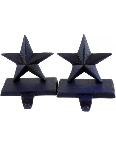 Stockings & Holders Cast Iron Blue Stars Holiday Stocking Holders - Set of 2 - Blue - C218HA6TDUS $23.66