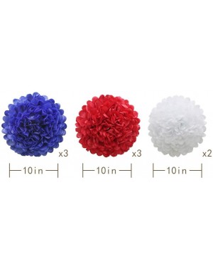 Tissue Pom Poms Navy Blue Red White Hanging Paper Party Decorations- Round Paper Fans Set Paper Pom Poms Flowers for 4th of J...