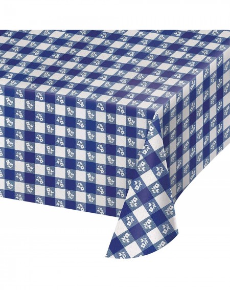 Tablecovers Blue Gingham Plastic Tablecloths- 3 ct - C618NKID9G4 $28.15