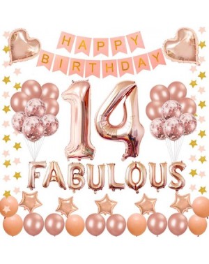 Balloons 14TH Birthday Decorations - for 14 Years Old Birthday Party Supplies pink Happy Birthday Banner Rose Gold Confetti b...