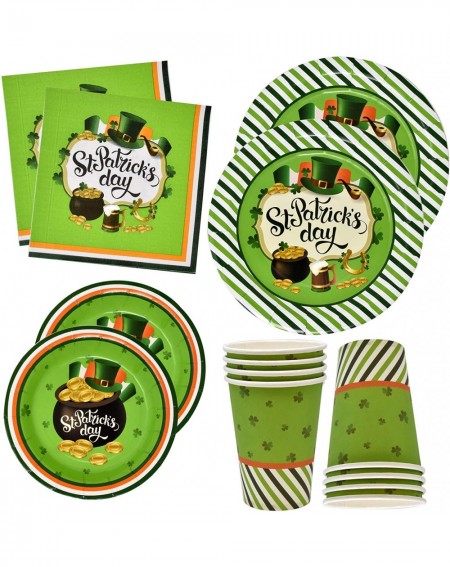Party Packs St Patricks Day Plates and Napkins Cups for 24 Guests 24 9 Inch Shamrock Paper Plate 24 7 Inch Plates 24 9 oz Cup...