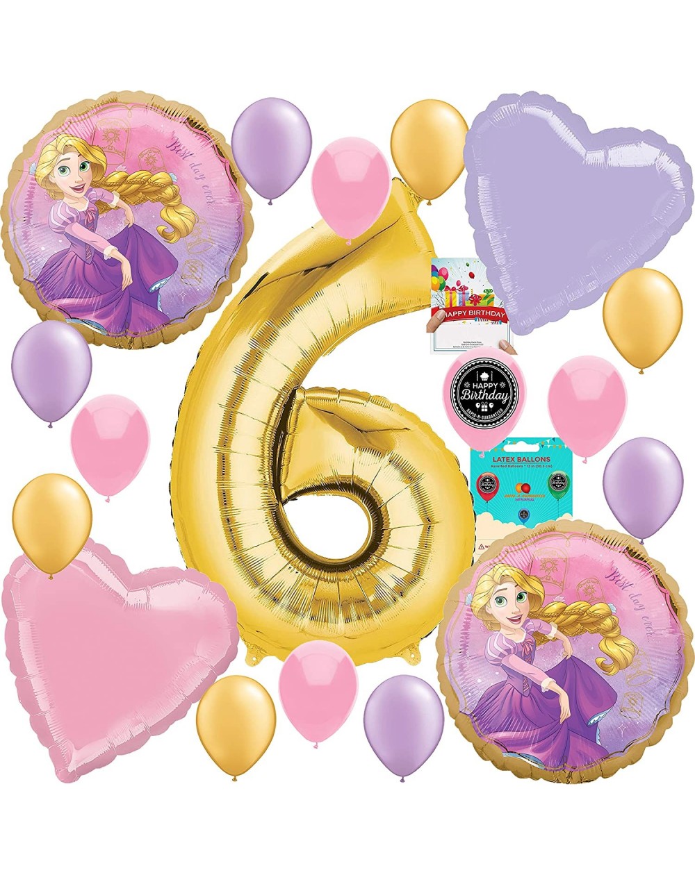 Balloons Rapunzel Party Supplies Princess Tangled Balloon Decoration Bundle for 6th Birthday - CJ18ZOWQ2MX $31.11