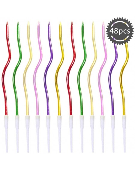Birthday Candles 48 Pieces Twisty Candles Set-Spiral Cake Candles-Creative Fun Long Thin Wedding Birthday Candles Set-Party S...
