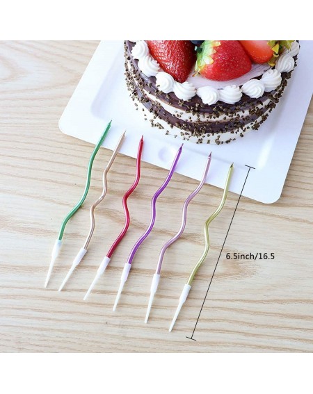 Birthday Candles 48 Pieces Twisty Candles Set-Spiral Cake Candles-Creative Fun Long Thin Wedding Birthday Candles Set-Party S...