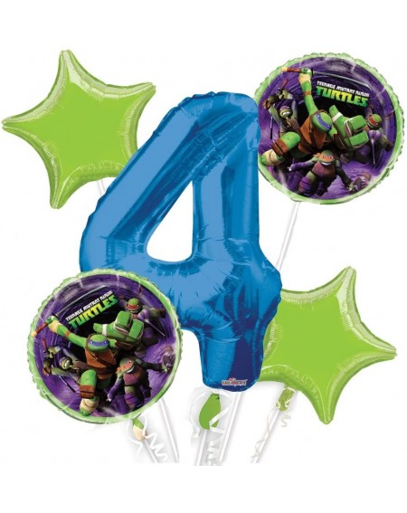 Balloons Ninja Turtles Balloon Bouquet 4th Birthday 5 pcs - Party Supplies - CT12MWXGLJM $25.48