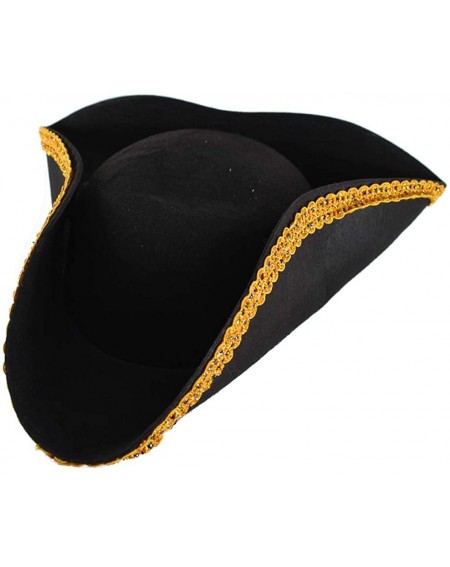 Hats Adult Tricorn Hat Black- Gold - CQ19DZ73Y70 $12.04