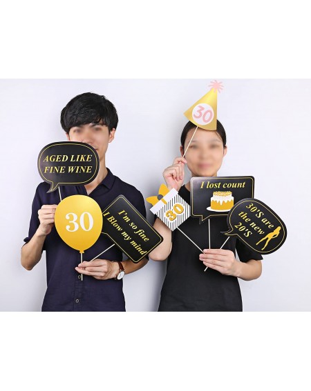 Photobooth Props 30th Birthday Party Photo Booth Props (52Pcs) for Her Him Dirty Thirty 30th Birthday Gold and Black Decorati...
