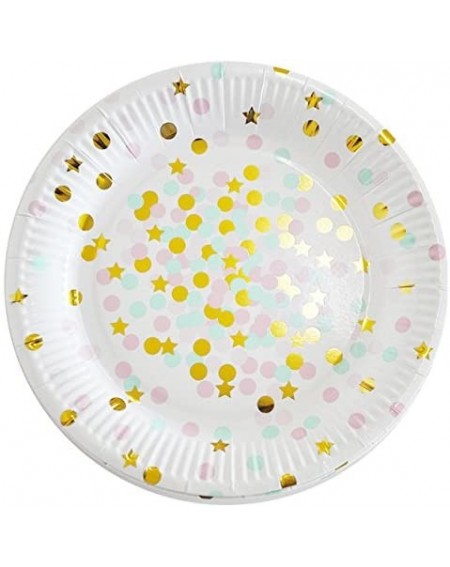 Cupcake Toppers Picks Various Themes - "9 inch Party paper plate with Gold Foil- 10 PCS- ""Sparkle Theme""" - CM18ROHLLCH