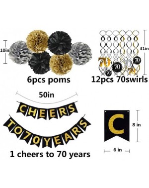 Banners & Garlands 70th Birthday Party Decorations Pack - Cheers to 70 Years Banner-Poms- Sparkling Celebration 70 Hanging Sw...