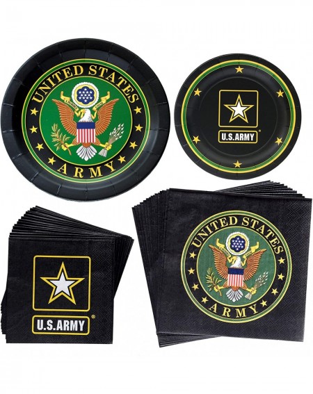 Party Tableware US Army Party Bundle - Dinner & Dessert Plates- Luncheon & Beverage Napkins - Great for Homecoming Party- Mil...