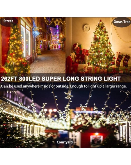 Outdoor String Lights 800 LED Christmas Lights 262ft Indoor Outdoor String Lights Warm White with 8 Lighting Modes- UL Certif...