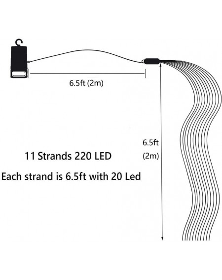Outdoor String Lights Outdoor String Lights Battery Operated 11 Strands 220 LEDs Remote Control Branch Lights Waterproof Twin...