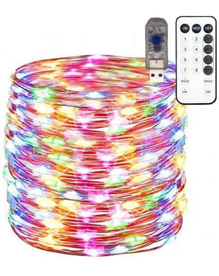 Indoor String Lights 100LED 33ft Fairy Lights USB Powered-Twinkling Frequency Adjustable Copper Wire String Lights with multi...