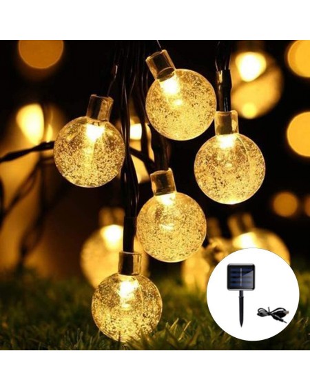 Outdoor String Lights Globe Solar String Lights with USB Charging-30LED Solar Garden Lights-8 Mode 6.5M/21Ft Outdoor Waterpro...