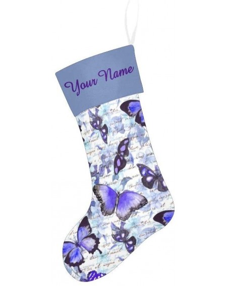 Stockings & Holders Christmas Stocking Custom Personalized Name Text Retro Purple Butterfly for Family Xmas Party Decor Gift ...