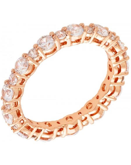 Confetti 18K Gold Plated CZ Simulated Diamond Stackable Eternity Ring - Rose Gold - Clear - CX18MDUOT2C $10.11