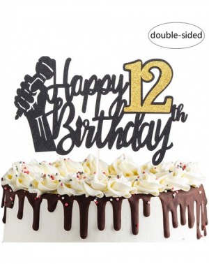 Cake & Cupcake Toppers Happy 12th Birthday Cake Topper with Microphone Cheers to 12 Twelve Years Old Party Decoration Twelfth...