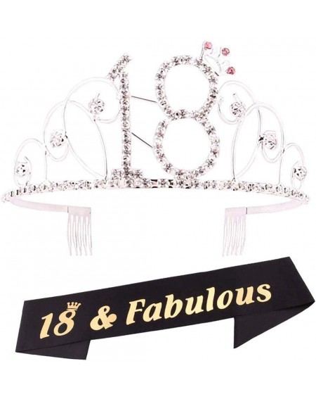 Party Packs 18th Birthday Tiara and Sash- 18th Birthday Crown and Sash- For 18th Birthday Party Supplies (Silver) - Silver - ...