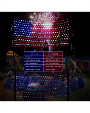 Outdoor String Lights American Flag Lights with 420 LEDs- 30V Super Safer Waterproof Outdoor USA Flag Net Lights for Independ...
