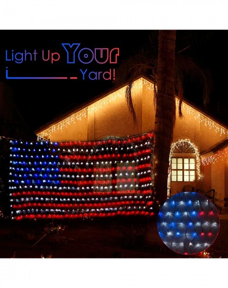 Outdoor String Lights American Flag Lights with 420 LEDs- 30V Super Safer Waterproof Outdoor USA Flag Net Lights for Independ...