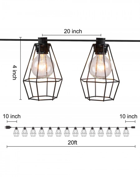 Outdoor String Lights 20Feet Outdoor Patio String Lights with 12 Clear G40 Bulbs and 12 Vintage Metal Lamp Shades- Indoor Out...