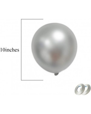 Balloons 10 Inches 50 Pack Metallic Silver Balloons with 2 Ribbons- Thick Chrome Balloons for Birthday- Wedding- Arch Party D...