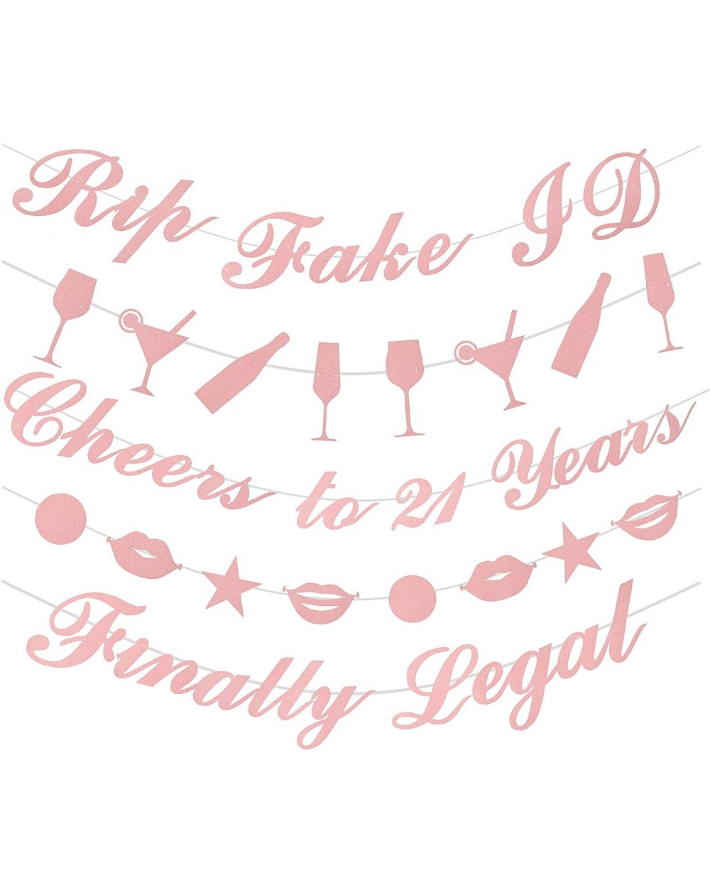 Favors 21st Birthday Decorations Party Supplies - 21st Birthday Decorations - Pack of Unique 5 Banners - 'Rip Fake ID - 'Chee...