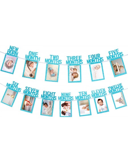 Banners & Garlands 1st Birthday Baby Photo Banner for Newborn to 12 Months- Monthly Milestone Photograph Bunting Garland- Fir...