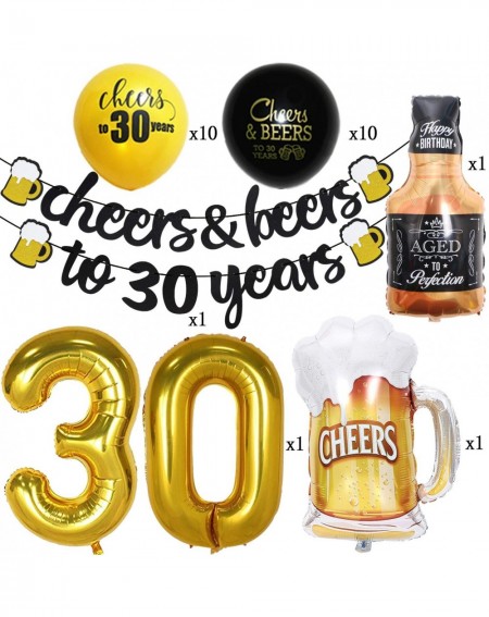 Banners & Garlands 30 Years Anniversary Decorations - Cheers & Beers to 30 Years Banner Thirty Sign Latex Balloon 40 inch "30...