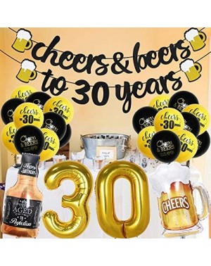 Banners & Garlands 30 Years Anniversary Decorations - Cheers & Beers to 30 Years Banner Thirty Sign Latex Balloon 40 inch "30...