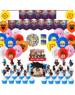 Party Packs Sandbox Game Theme for Roblox Party Supplies Decorations with Cupcake Toppers-Happy Birthday Banner-Balloons-Stic...