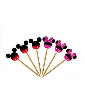 Cake & Cupcake Toppers Set of 24 Pieces Cute Mickey Minnie Mouse Cupcake Toppers Kids Birthday Party Cake Decoration Supplies...