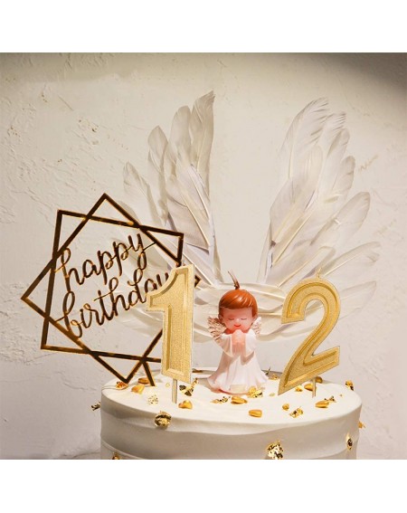 Cake Decorating Supplies 2.75 inch Large Birthday Candles Numbers Gold Glitter Birthday Numeral Candles for Birthdays- Weddin...