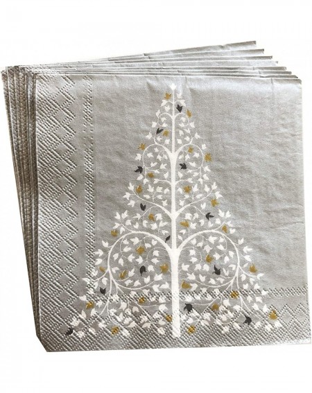 Tableware 40cts 5x5 - Silver napkins - Christmas Napkins - Decoupage Napkins - Decorative Paper Napkins - Christmas Paper Nap...