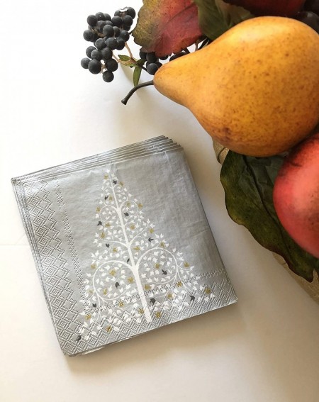 Tableware 40cts 5x5 - Silver napkins - Christmas Napkins - Decoupage Napkins - Decorative Paper Napkins - Christmas Paper Nap...