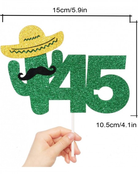 Cake & Cupcake Toppers Fiesta 45th Birthday Cake Topper - Green Glitter Mexican Summer Fiesta Cake Supplies - Cheers to Fabul...