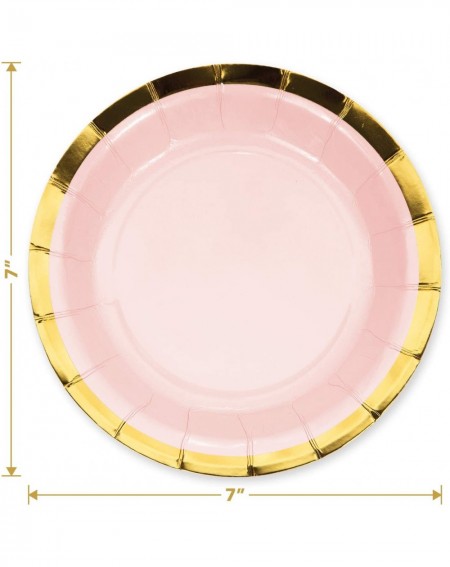 Banners & Garlands Deluxe Gold Trimmed Pastel Rainbow Scalloped Paper Dessert Plates and Beverage Napkins (Serves 16) - Delux...