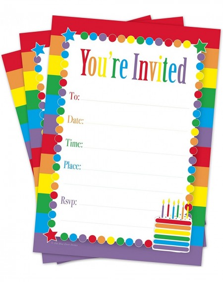 Invitations Kids Rainbow Cake Birthday Party Invitations for Girls (20 Count with Envelopes) - Rainbow Party Supplies - Kids ...